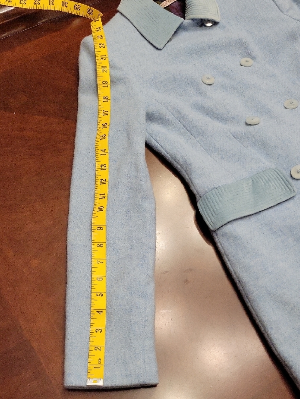 RED Valentino‎ Light Blue Double-Breasted Wool Pea Coat - Picture 8 of 12